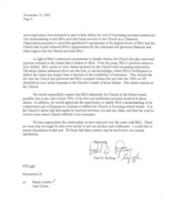 LDS church risk manager Paul Rytting letter to BSA claims manager Mark Dama, Nov. 19, 2003, p. 4