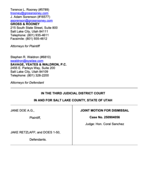 Jake Retzlaff BYU Sex Abuse Lawsuit: Joint Motion to Dismiss, June 30, 2025