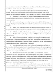 LDS church risk manager Branden Wilson declaration, April 7, 2023, page 3