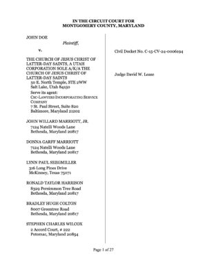 Complaint: John Doe v. LDS Church, Bill Marriott, Mormon officials