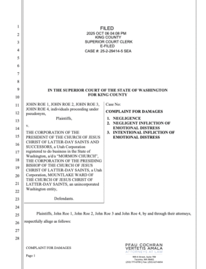 2025 WA Lawsuit: John Roes 1-4 v. Mormon church re: alleged child sexual abuse by David Herget