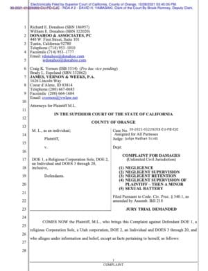 2021 CA lawsuit v. Mormon church - alleged child sexual abuse by CES employee
