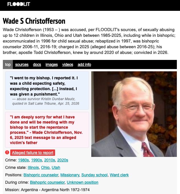 Wade Christofferson Mormon sexual abuse case